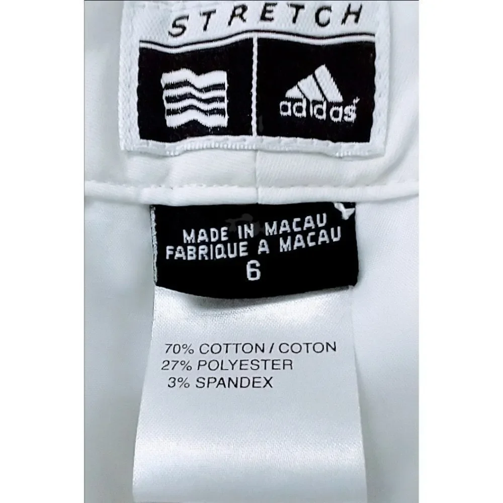 ADIDAS Women's White Stretch Cropped Shorts Size 6 NEW